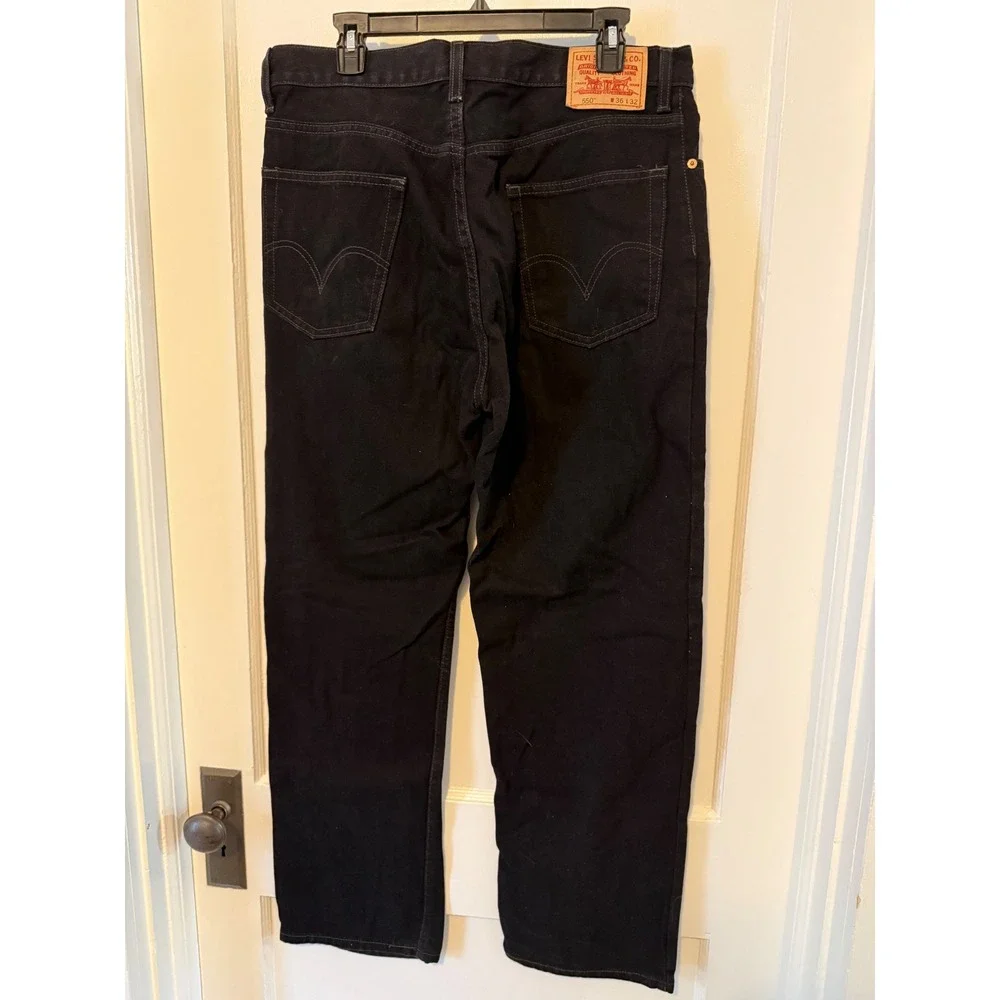 Levi's 550 Relaxed Fit Mens fits 36x31 Black Straight Leg Denim Jeans